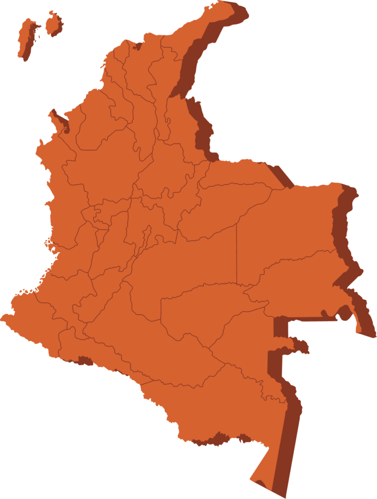 Mapa político de Colombia sin etiquetas